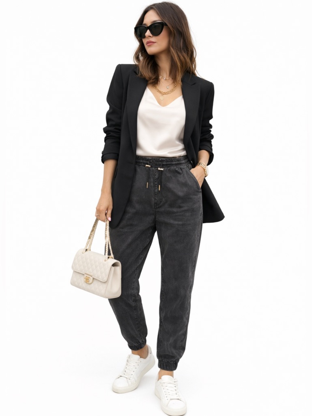 Zara Washed Charcoal Jogger Pants | Size M | Elastic Waist Luxe Athleisure